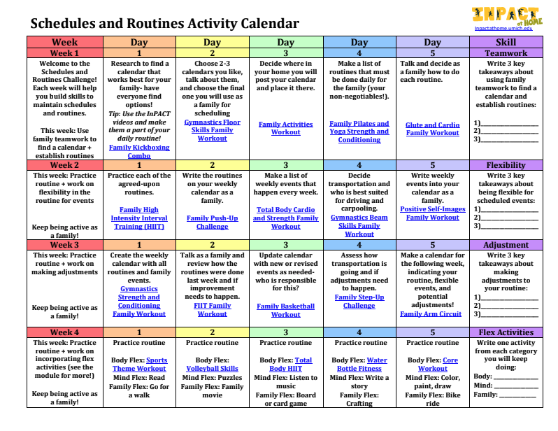Schedules and Routines